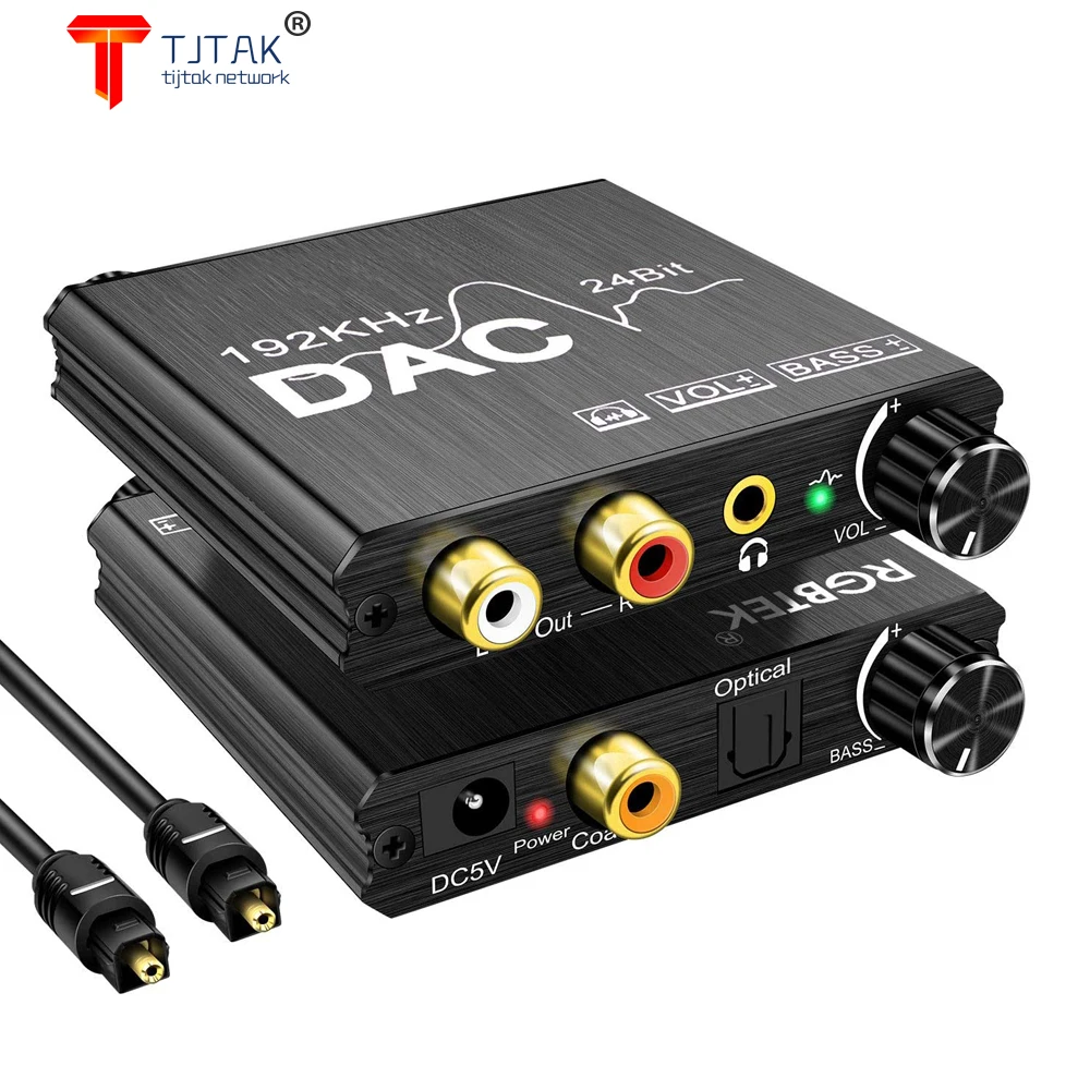 24bit DAC Digital To Analog R/L Audio Converter Optical Toslink SPDIF Coaxial to RCA 3.5mm Jack Adapter Support PCM /LPCM