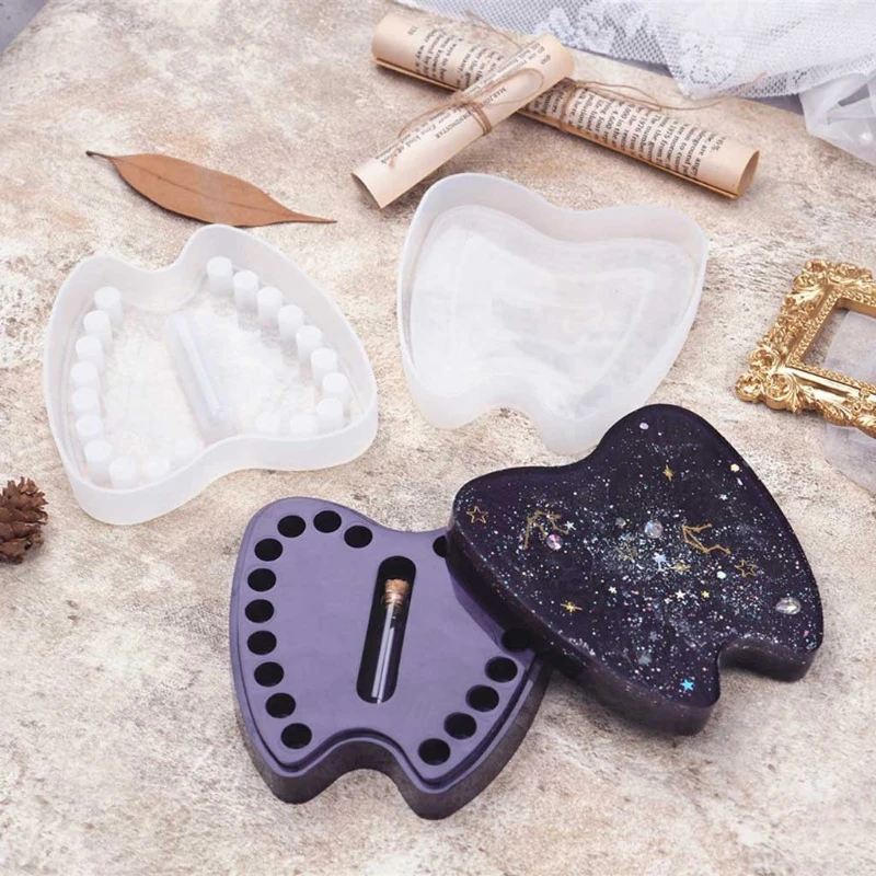 

Handmade Baby Tooth Box Resin Mold Kids Memory Keepsake Organizer Tooth Fairy Holder Container Resin Casting Mold Tools