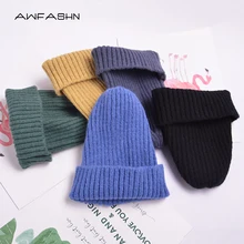 Высококачественная зимняя модная женская шерстяная вязаная шапка, Женская однотонная Повседневная шапка, шапки бини, женская теплая кашемировая мягкая шапка, шапка для девочек
