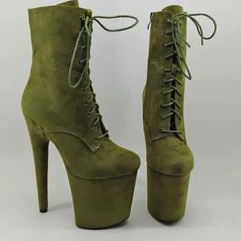 

Leecabe 20CM/8inches green suede High Heel platform closed toe Pole Dance boot