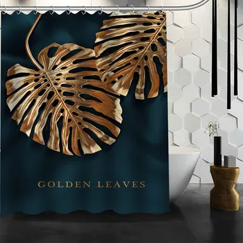 

Custom golden Waterproof Shower Bath Curtain Printed Bathroom Decor Various Sizes#2020-05-30-1