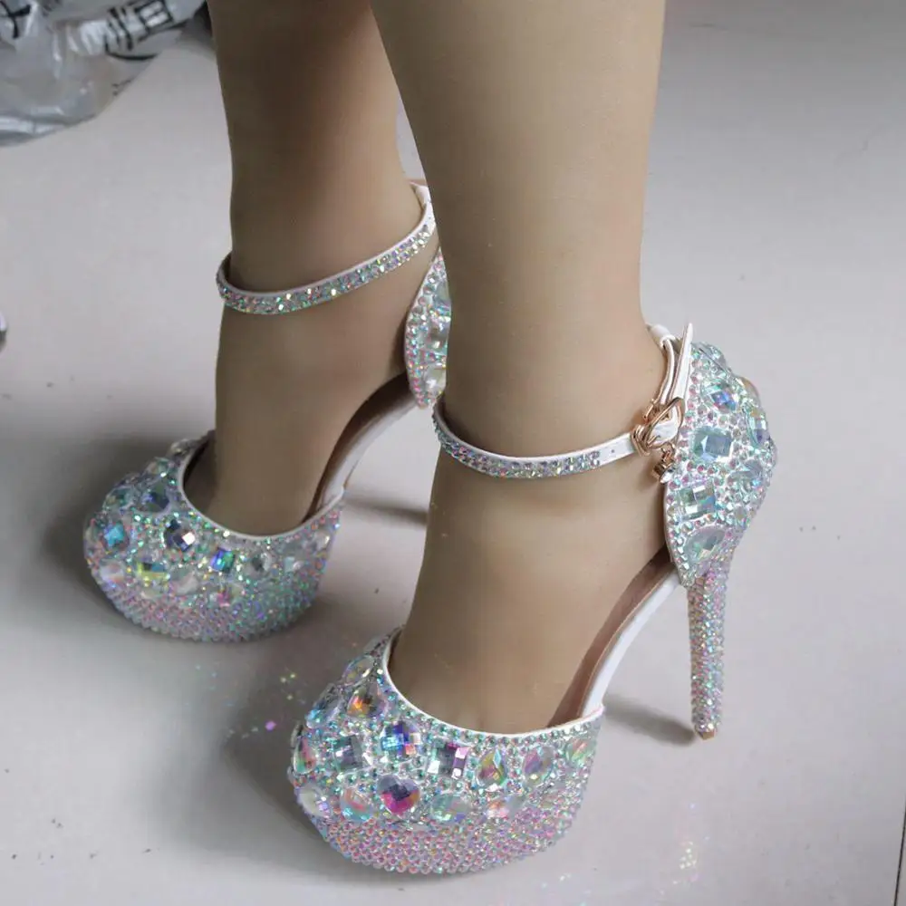 Женские туфли Золушки с кристаллами королевы и стразами; вечерние блестящие туфли с круглым носком на заказ; Серебристые свадебные туфли; сандалии
