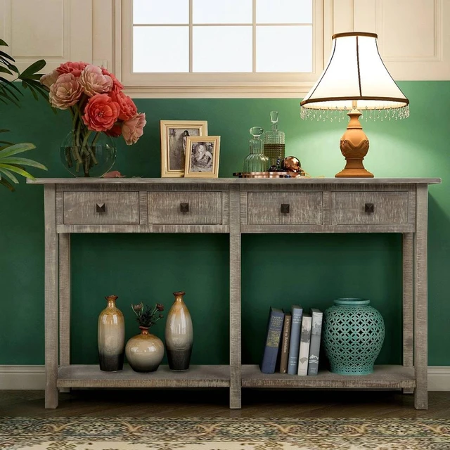 64 Modern Console Table,Long Storage Console Rustic Entryway