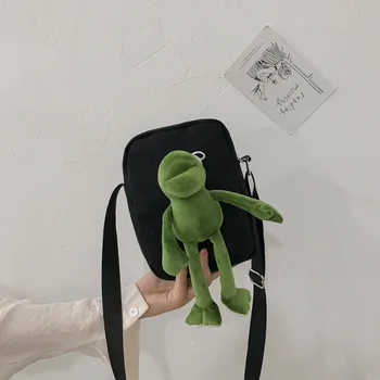 

Woman Small bag canvas bag messenger small bag women's shoulder bag new doll frog fashion summer small bag Crossbody Bag