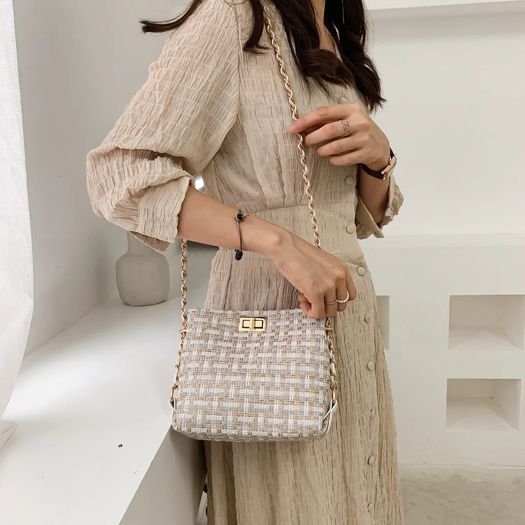 Сумка bolsa feminina модная Женская Ретро тканая шерстяная сумка-мешок, сумка через плечо сумка с цепочкой сумки на плечо для женщин