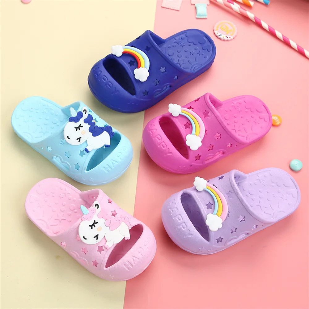 Unicorn Horse Rainbow Toe-Protected Kids Shoes Girls Children Slippers Boys Clog Baby Flip Flop Garden Footwear Home Beach EVA children's shoes for sale