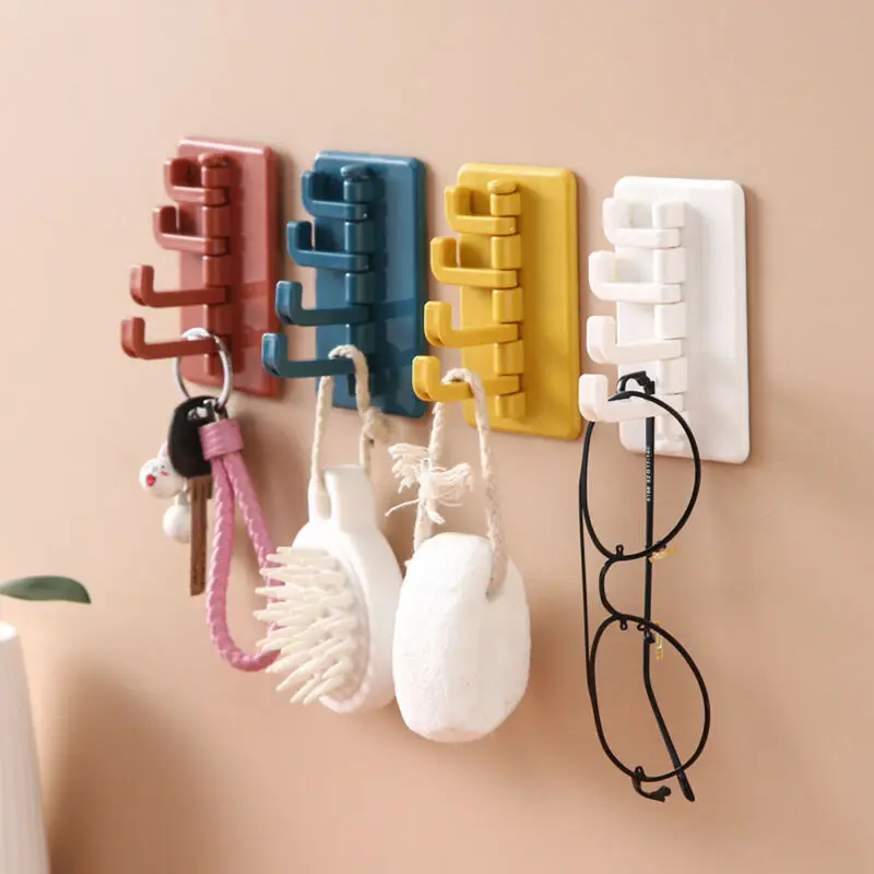 

4 in 1 Seamless Adhesive Hook Wall Hooks Hanger Over The Door Clothes Storage Holder Towel Hanging Rack