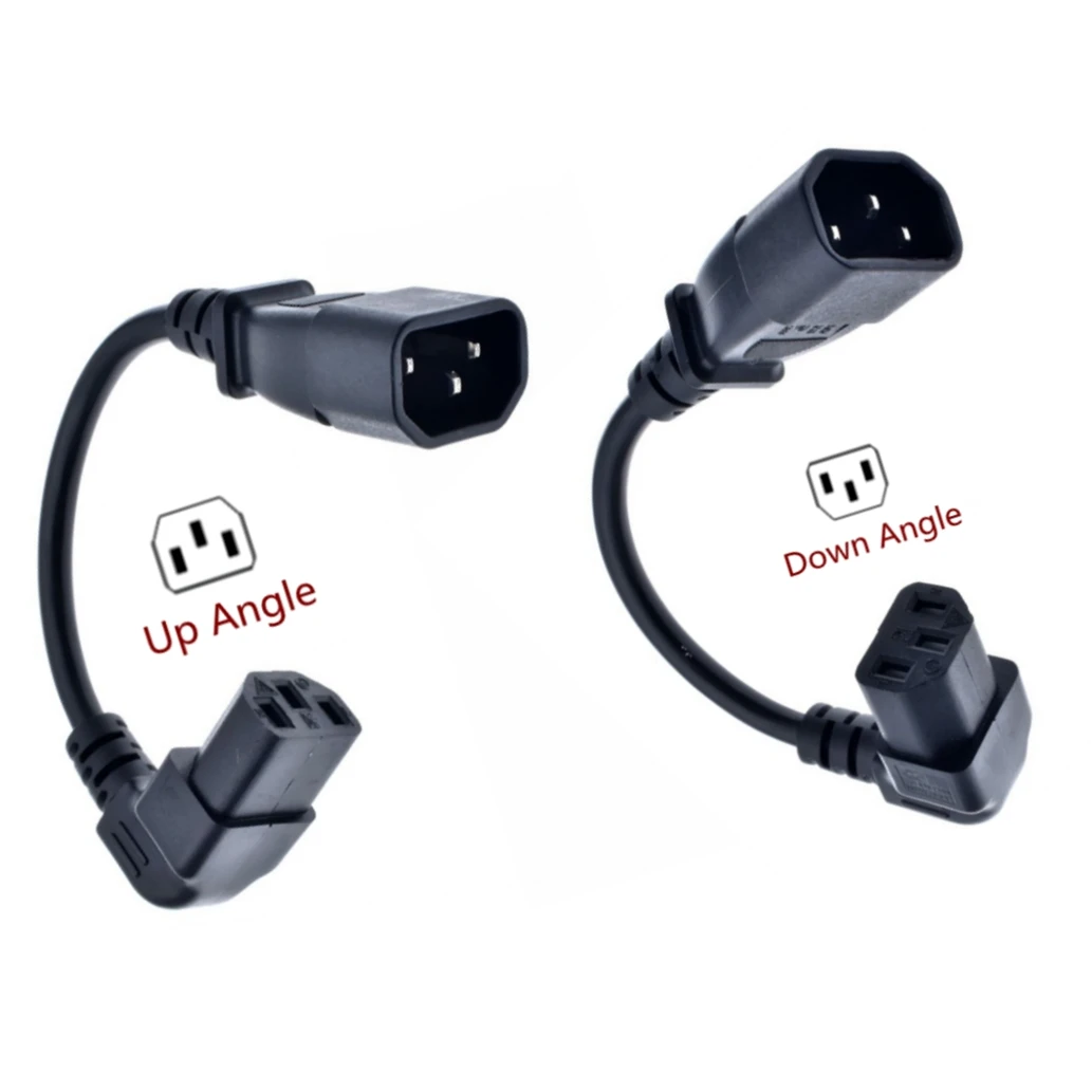 IEC60320 C13 Angle Converter Angle Extension Cable C13 to C14 PDU Up Down Right Angle Power Cables Male to Female AC Power Cord — view 3