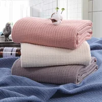 Waffle Muslin Summer Bedspreads Gray Pink Blankets Soft Warm Plaid Throw Large Thin And Light Leisure Nap Blanket 1