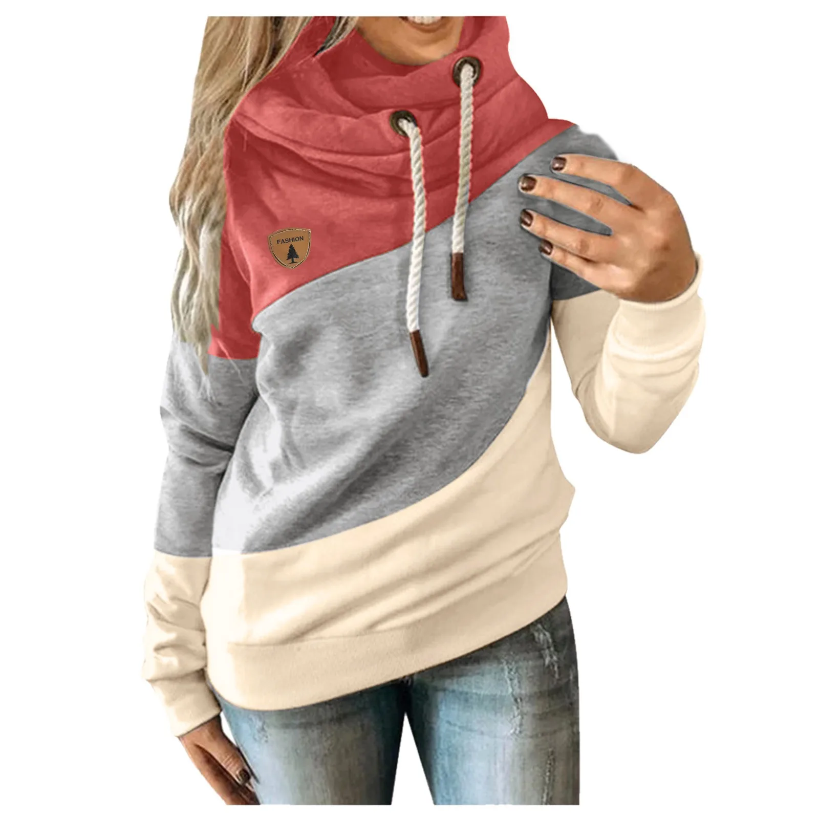 oversized hoodie Autumn Winter Female Casual Fashion Solid Contrast Splice Long Sleeve Hoodie Sweatshirt Strap Loose sudaderas con capucha D911# sweatshirts for girls Hoodies & Sweatshirts