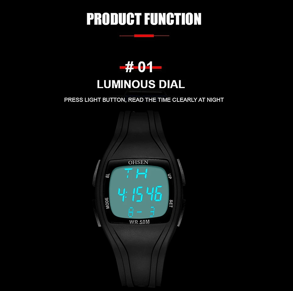 Fashion OHSEN Hombre Male Digital Watches 5ATM Dive Man Mens Sports White Wristwatches Hand clocks Man Watch Reloj Masculino 3