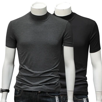 

2 Pieces/pack Summer T Shirt Men Black Casual Short Sleeve Fitness Tees Man Solid Color Ultra Cotton Comfortable T-shirts Luxury