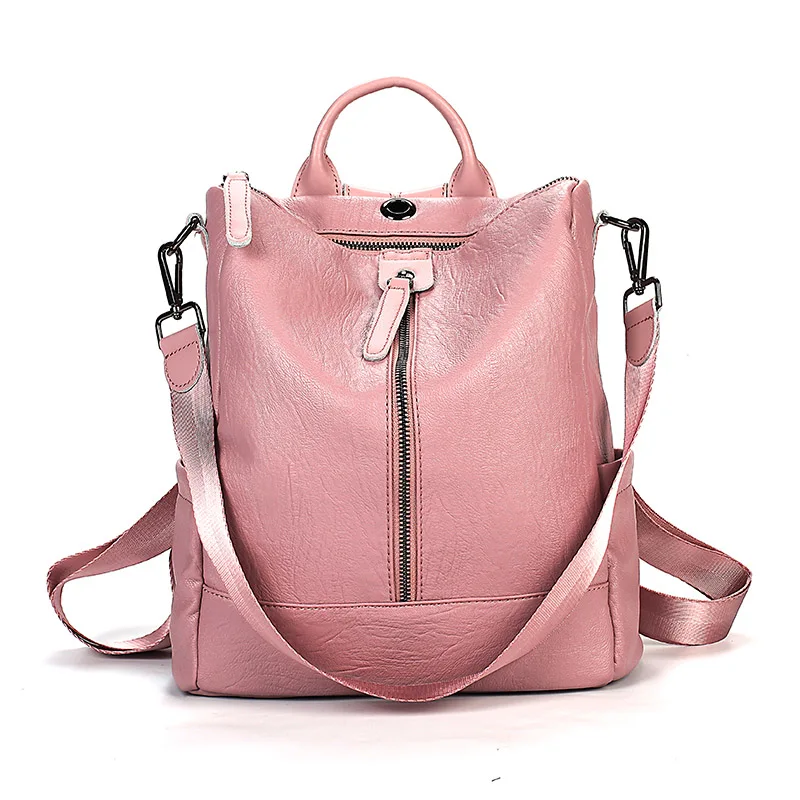 Pink Женские рюкзаки из натуральной кожи, дорожная сумка на плечо, высокое качество, Женский винтажный рюкзак, школьные рюкзаки для девочек, Mochilas Feminina - Цвет: Pink