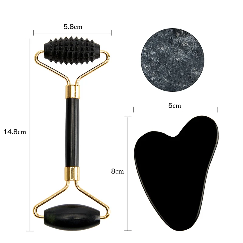 New Jade Roller Massager Gouache Scraper for Face Facial Skin Care Tools Natural Body Back Beauty Lifting Massagers Rollers Set