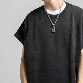 

Hip Hop Kanye West Distressed Sleeveless Sweatshirt Round Neck Collar Pullover Streetwear