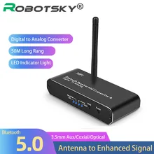 Inalámbrica Bluetooth 5,0 Adaptador de Audio 2 en 1 BT transmisor receptor óptico RCA Digital a convertidor de Audio analógico de 3,5mm Jack