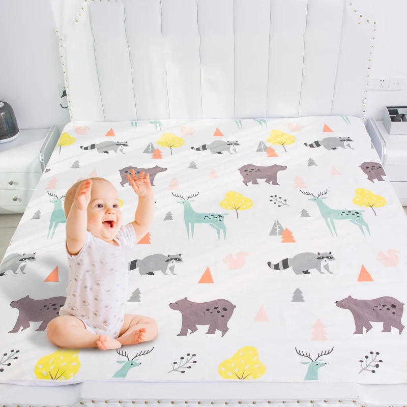 Cotton Baby Nappy Changing Sheet Pads Washable Waterproof Overnight Protection Pad Sheets Floor Game For Children Diaper Mats