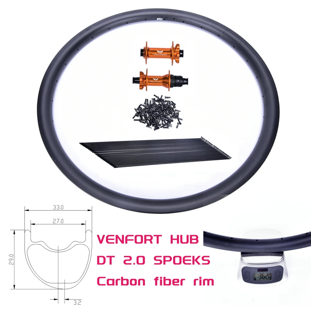 29Er Boost 148 Carbon Mtb 33Mm 360G Rim Venfort Mozzi Micro Spline 12S Xd Hg Xc Bin Mtb Bike Laufradsatz Tubeless Ready