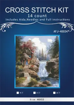 

new Embroidery Counted Cross Stitch Kits Needlework - Crafts 14 ct DMC Color DIY Arts Handmade Decor Waterfall in the Mountains