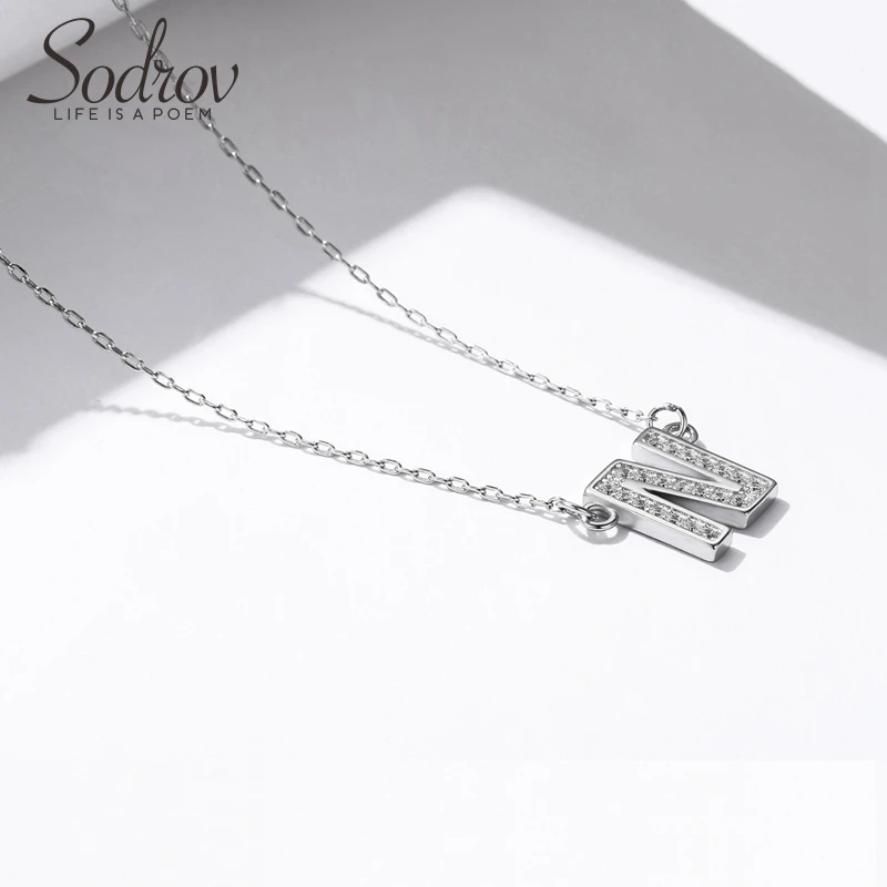 SODROV 925 пробы Серебряное ожерелье с 5 буквами A L s m N серебряное ожерелье с подвеской 925 Серебряное ювелирное ожерелье - Цвет камня: N