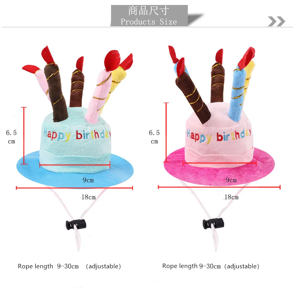 Dog Birthday Cute Pets Dog Cats Birthday Caps Adjustable Corduroy Colorful Candles Small/Medium Dog Hat Puppy Cats Cosplay Costume Headwear