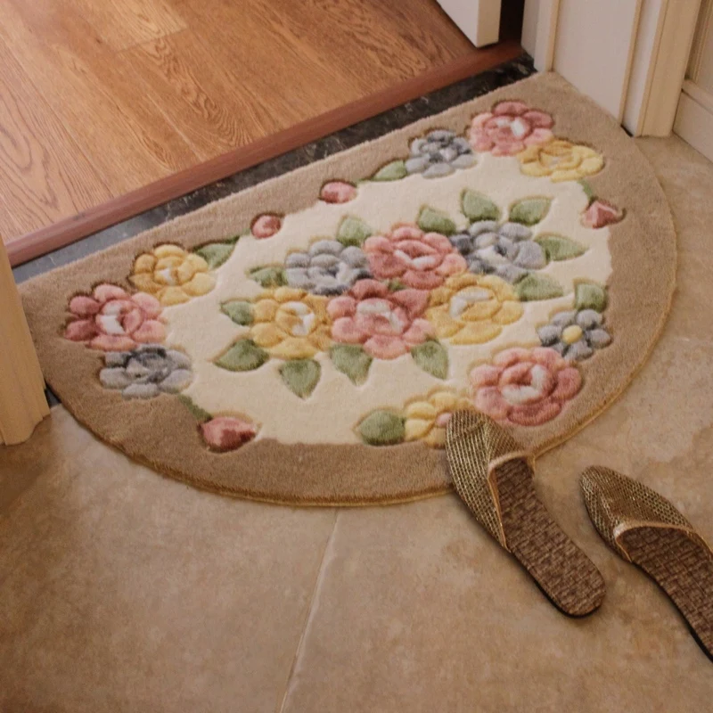 Half Round Shaped Door Mats Floral Pattern Rugs For Bedroom/bathroo/kitchen Nonsilp Mats Beside