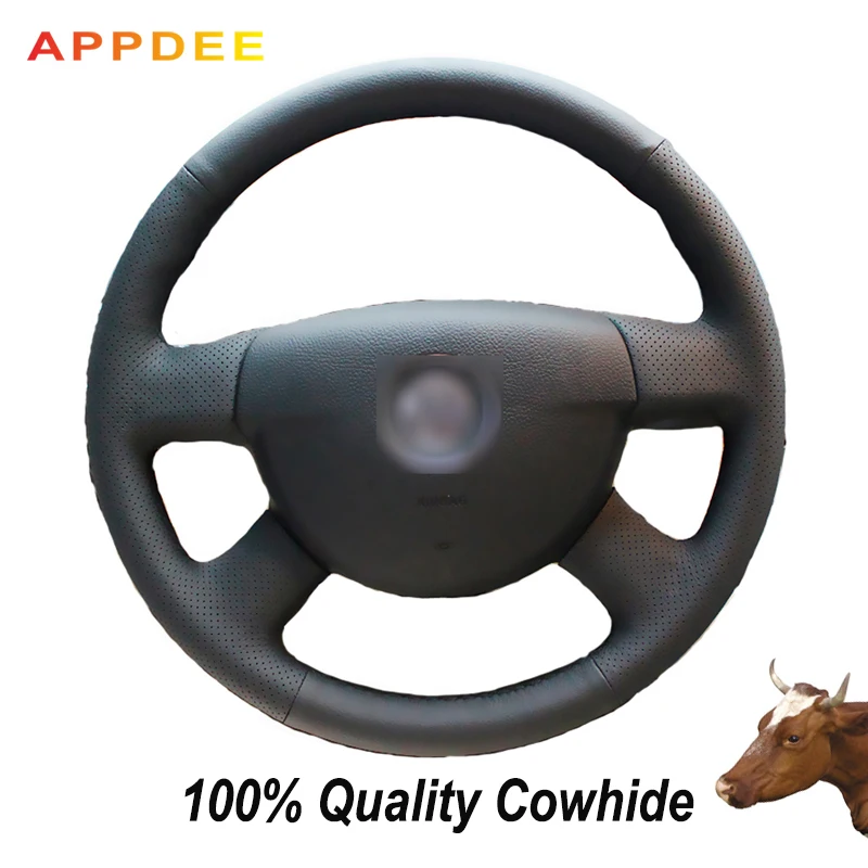 Чехол на рулевое колесо APPDEE прошитый вручную черный чехол руль из натуральной