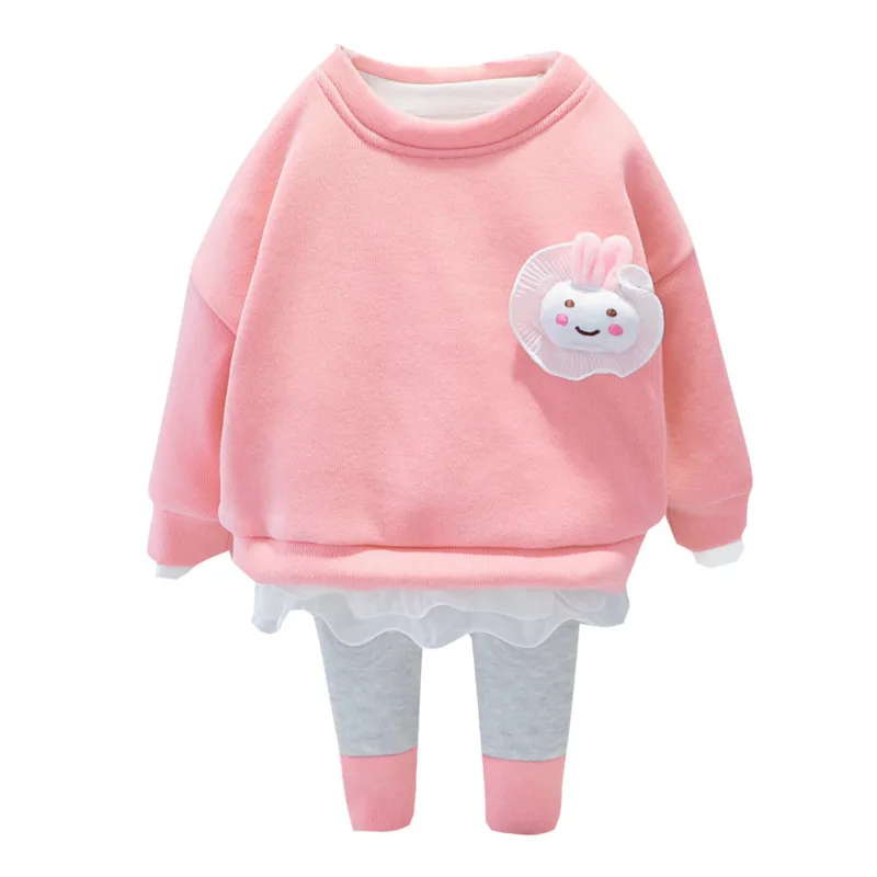 

Fashion Children Thicken Clothing Sets Autumn Winter Baby Boys Girls Cartoon T-shirt Pants 2Pcs/Set New Infant Cotton Tracksuits