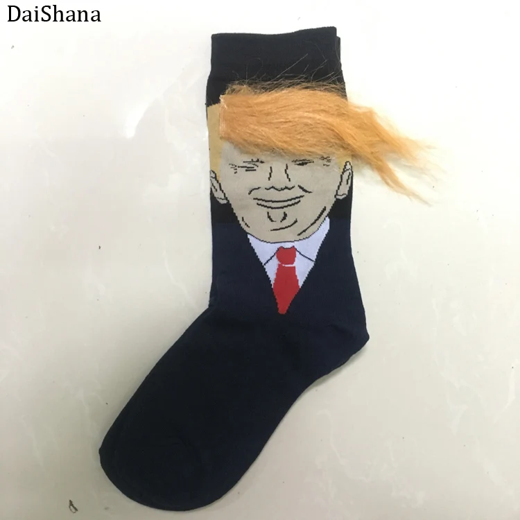 Носки с изображением Трамп, унисекс, Забавный принт, повседневные носки для взрослых, 3D носки с имитацией волос,, хип-хоп скейтборд