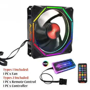 

12cm Chassis ABS Universal RGB Adjust Computer Case Fan Controller Hydraulic Bearing Remote Control Accessories Home PC Cooling