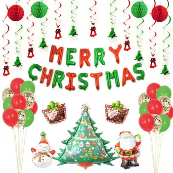 

Christmas Santa Claus Aluminum Film Balloons Christmas Bell Tree Alphabet Ballon Christmas Party Ornament