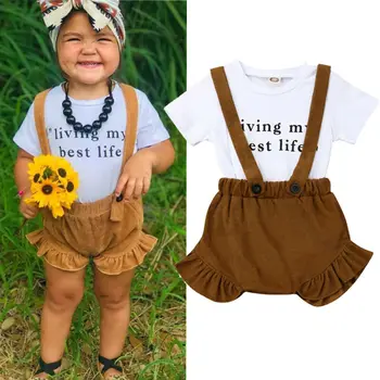 

Pudcoco 1-5T Baby Girls Toddler Infant Top Shirt Ruffle Bib Shorts Outfit Set 2020 Summer Cotton Cute Baby Girls Clothes Set