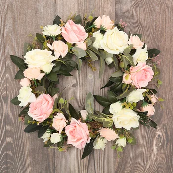

Artificial Rose Flowers Wreaths Round DIY Wreath Garland for Garden Home Table Party Wedding Backdrop Wall Decoration Vine