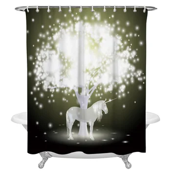 

Artistic Unicorn Tree Waterproof Fabric Shower Curtain Polyester Shower Curtains Bathroom Decoration Accessories Cortinas