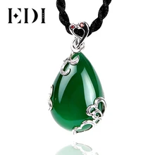 EDI цветок дизайн подвески из натурального драгоценного камня ожерелья 925 серебро халцедон кулон бренд ювелирные украшения DYT299
