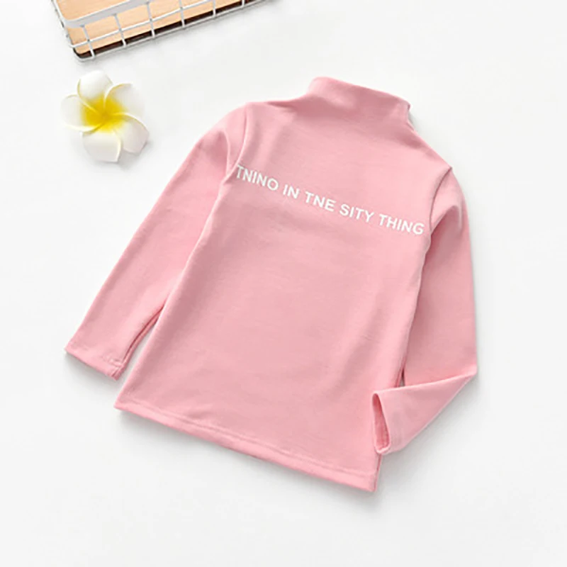 Winter New Baby Girls Letters Print T-shirt Bottoming T Shirt Cotton Children Long-sleeve T-shirt Kids Clothes