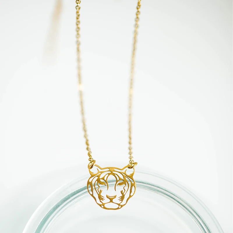 Женский кулон в виде животного тигра из нержавеющей стали стиле панк подарок для