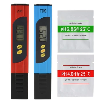 

2Pack Water Quality Tester PH TDS Tester Temp Masurement with PH Buffer Powder for Water, Swimming Pool, Aquarium