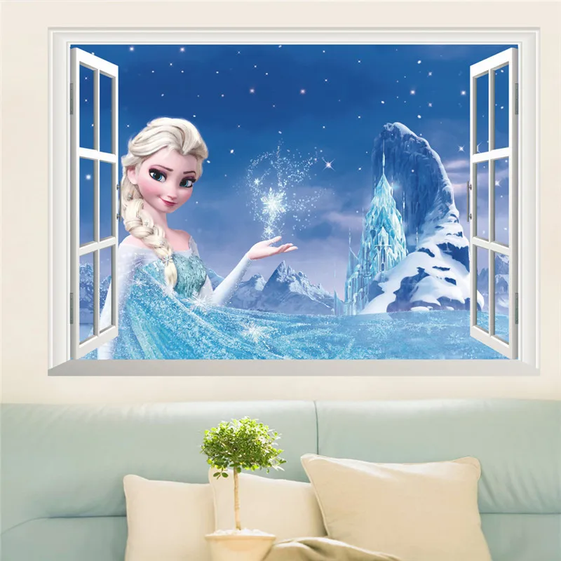 3D Frozen cartoon wall stickers for children’s room, kindergarten bedroom wall decoration, movie poster, art mural 