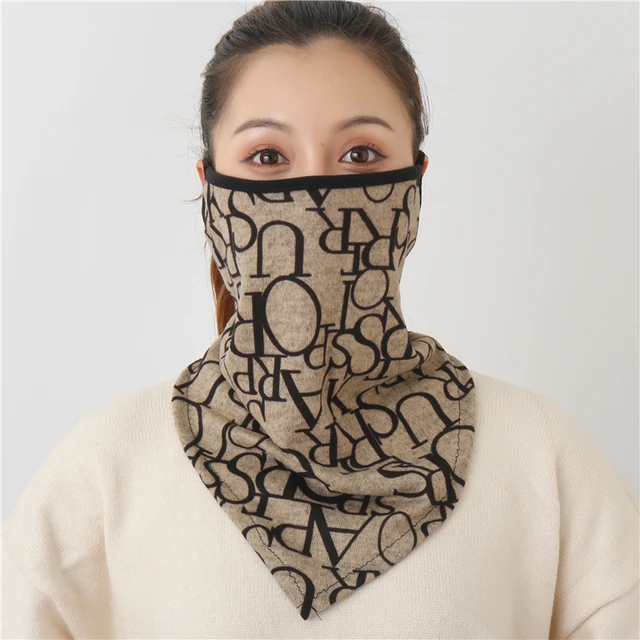 2021 Winter Face Mask Scarf Women Ring Neck Scarves Foulard Cotton Feeling Warm Fashion Print Men Outdoor Sport Unisex Bandana MST-16
