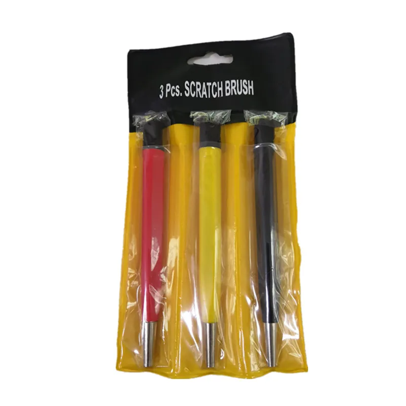 3PCS Fiberglass Brass Steel Scratch Brush Clean Pen Rust Dirt Remover Watch Tool