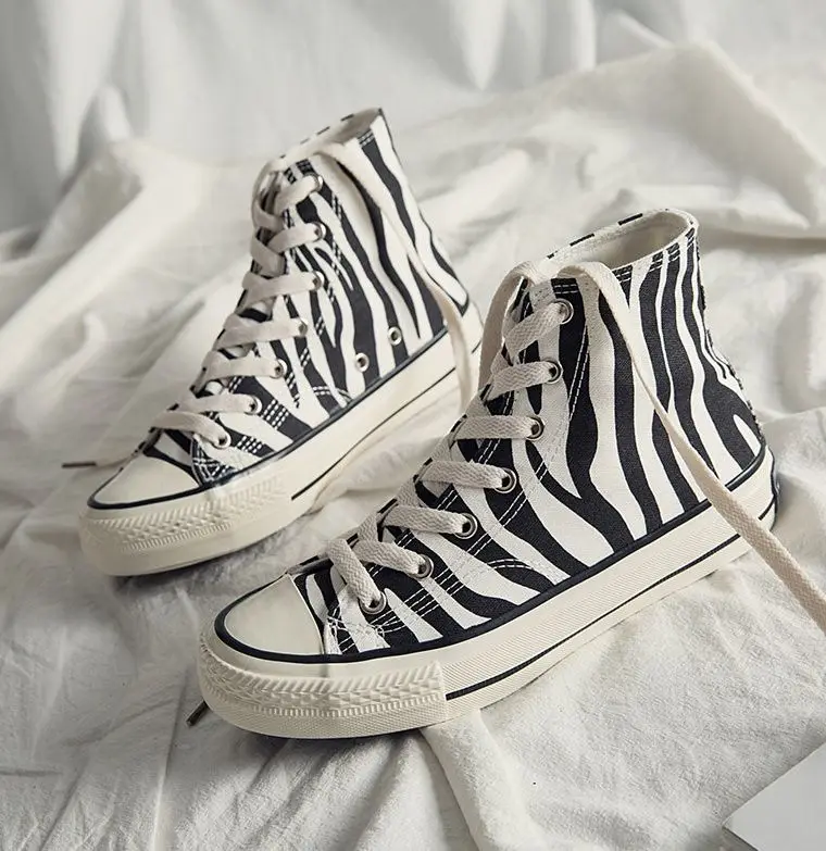 INS High Top Womens Canvas Shoes Zebra Pattern 2021 New Style Womens Casual Shoes Fashion Comfortable Female Sneakers Shoe INS High Top Womens Canvas Shoes Zebra Pattern 2021 New Style Womens Casual Shoes Fashion Comfortable Female Sneakers Shoe