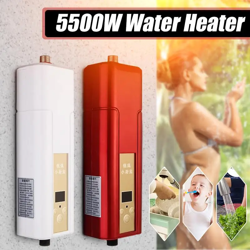 

Electric Tankless Water Heater Instant Shower 220V 5500W ABS Household Water Heater for Indoor Kitchen Bathroom Water Heater 10L