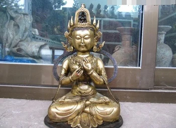 

zmru wholesale factory 11"Tibet BuddhismTemple Bronze Copper Kwan -yin Guan Yin Bodhisattva Statue 25% off