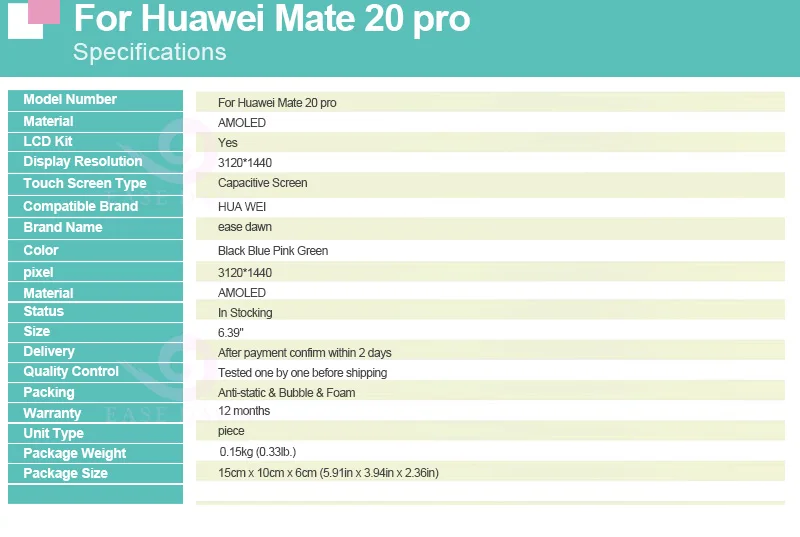 Для huawei mate 20 pro lcd AMOLED дисплей ЖК-экран+ сенсорная панель дигитайзер сборка для huawei дисплей