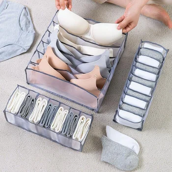 

3pcs/set Clothes Storage Box Bra Storage Drawer Organizers Foldable Socks Panty Box Wardrobe Compartment Organizer 6/7/11 Grid