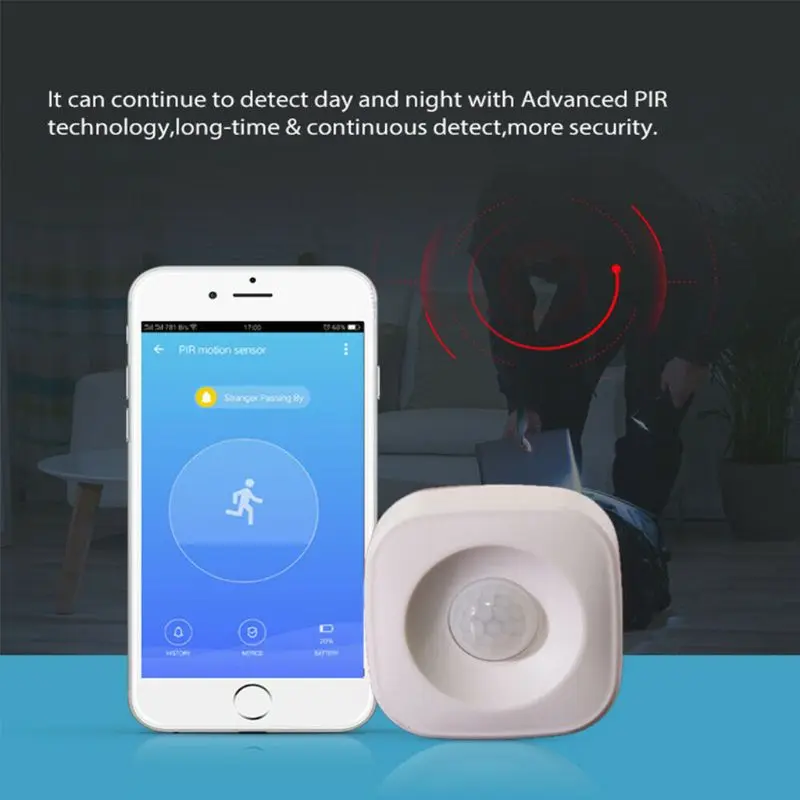 WiFi Smart Home PIR Motion Sensor Wireless Infrared Detector Security Burglar Alarm System for Home Office Use Supplies
