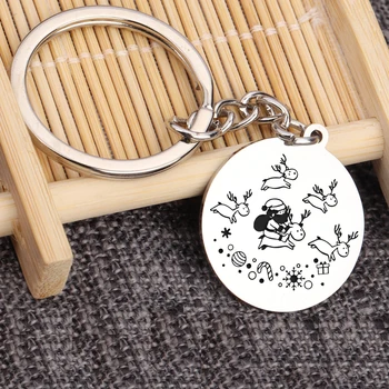 

Llavero Key Hangers Pendant Home Trinkets Merry Christmas Keyring Gifts Tree Ornaments Round Badge Women Keychain Gifts Keyring