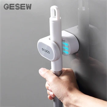 

GESEW Wall Mounted Mop Holder Multi-Functional Storage Shelf Home Mop Hook Organizer Holder For Kitchen Bathroom Accessories