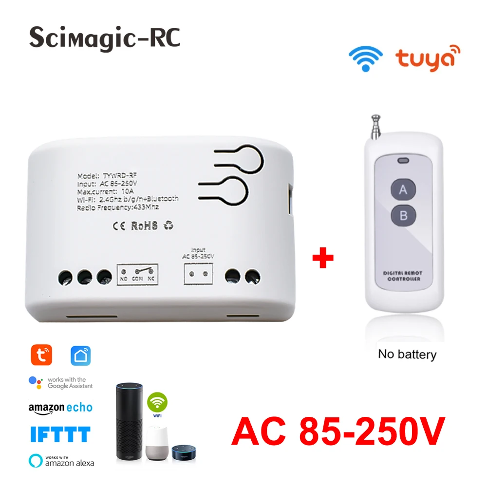 Tuya Canal Inteligente Wifi sem Fio de Contato Seco Relé Interruptor do Motor Módulo Controle Remoto App Temporizador Funciona com Alexa Casa do Google